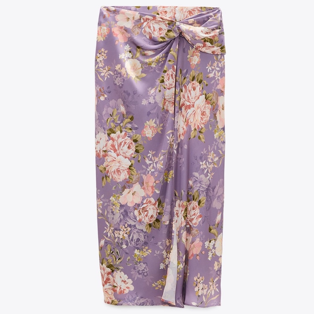 ZARA 2 Pieces Satin Finish Skirt L Ruffle Blouse M - Picture 5 of 8